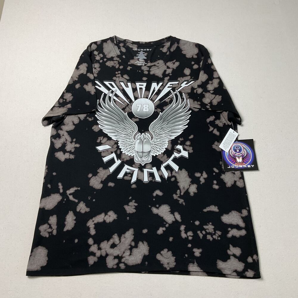 Journey Infinity Black Bleached Short Sleeve Graphic Tee Unisex XL